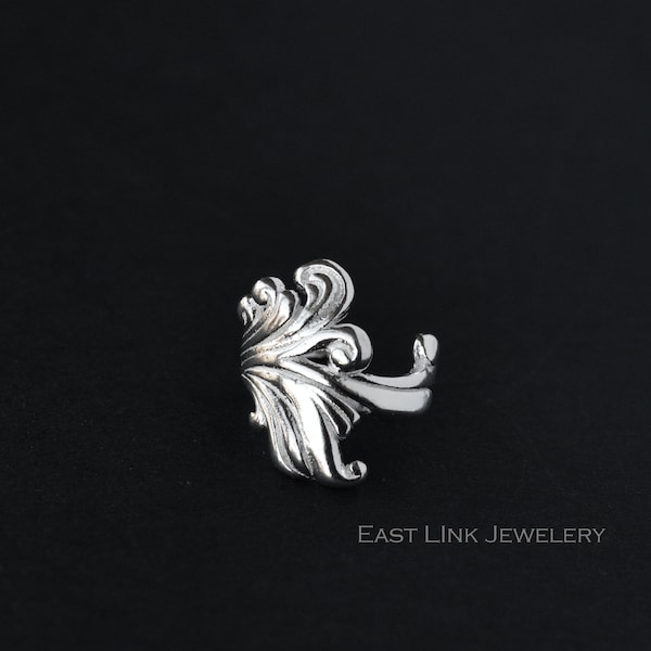 925 sterling silver flower ear cuff flora cuff  womens earrings silver one single non piece vintage style