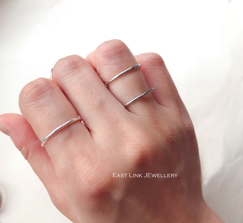 925 sterling silver double band ring stacking ring silver size adjustable gift by East Link Jewellery