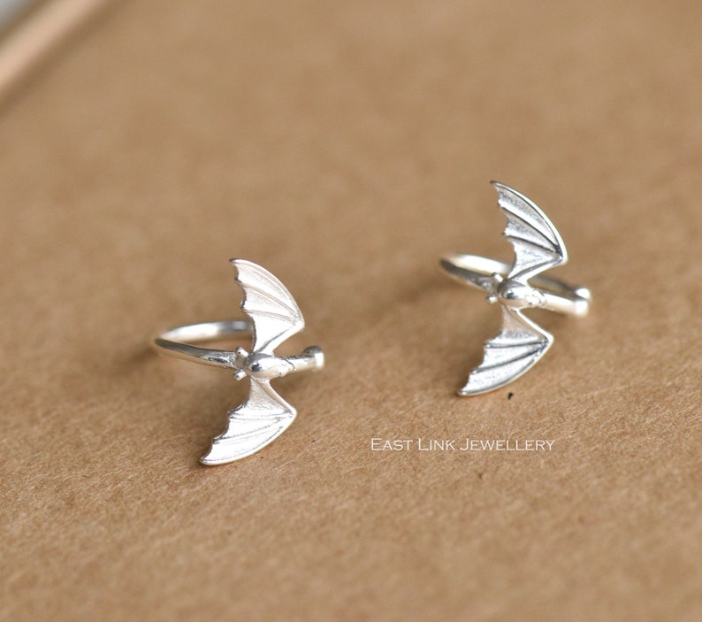 Sterling silver bat ear cuff silver ear cuff earrings pair womens earring by East Link Jewellery