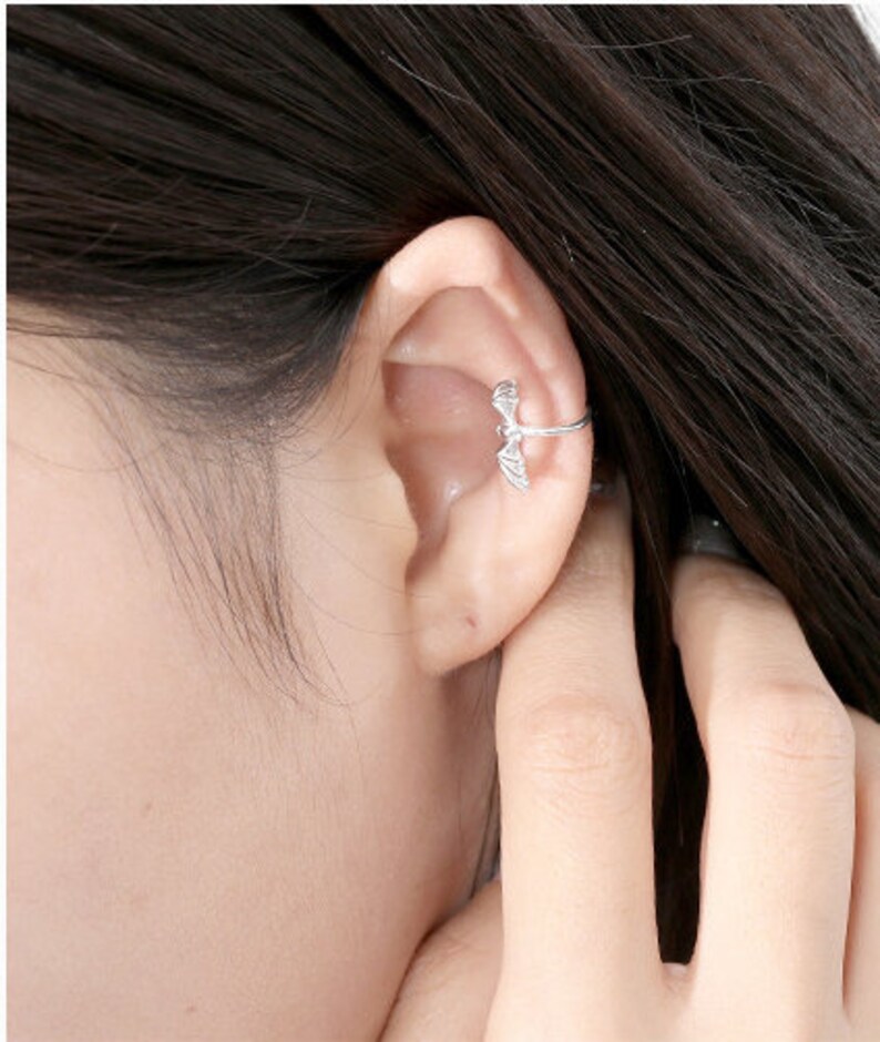 Sterling silver bat ear cuff silver ear cuff earrings pair womens earring by East Link Jewellery