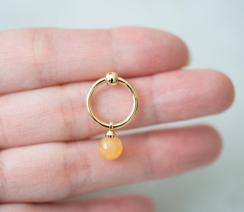 14K gold plated natural stones November Birthstone earrings yellow stud drop earrings hoop birthday gift