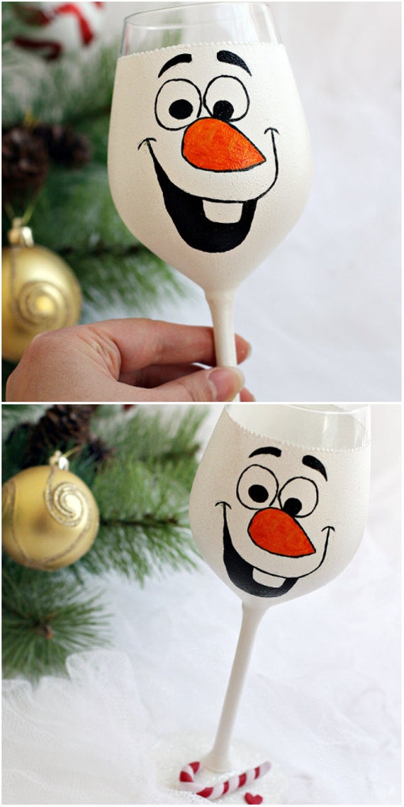 Items similar to Christmas wine glass Holiday wine glass Snowman