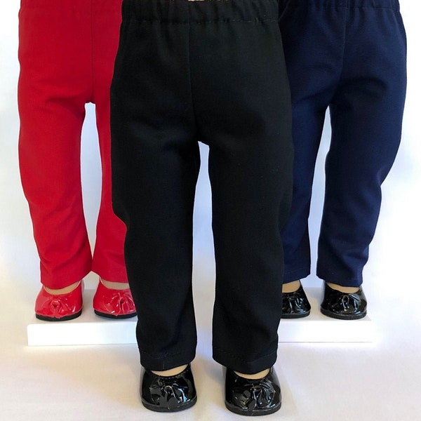 Black, Khaki, Navy Blue or Red Pants for American Girl Doll & 18-Inch Doll Black Pants - Doll Navy Pants - Doll Red Pants - Doll Tan Pants