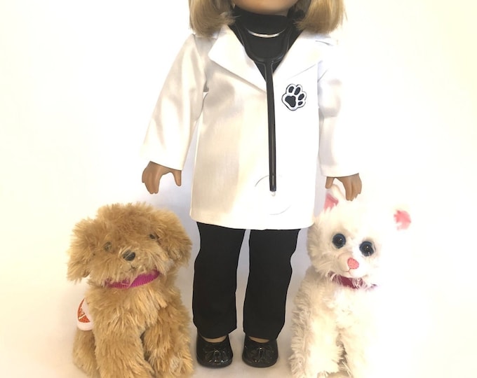 Veterinarian Lab Coat and Stethoscope Set for American Girl Doll and 18