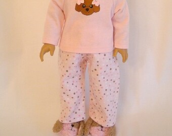 Poodle Dog Pajamas For American Girl Doll Polka Dot Flannel Etsy