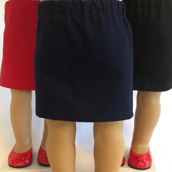 Navy Blue, Black, Khaki or Red Straight Skirt for American Girl Doll & 18-Inch Doll Black Straight Skirt-Doll Navy Skirt Doll Khaki Skirt