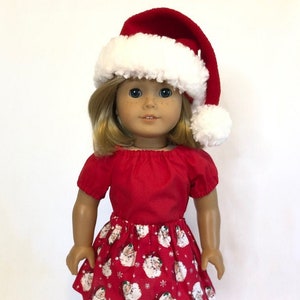 Santa Hat Set for American Girl Doll & 18-inch Doll Santa Claus Skirt Set - Optional Doll Santa Hat, Top, Red Shoes - Doll Christmas Outfit