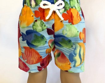 Fish Swim Trunks with Optional Goggles and Fish Swim Shirt for American Girl Doll & 18-inch Boy Doll Swimsuit Board Shorts Doll Swim Goggles
