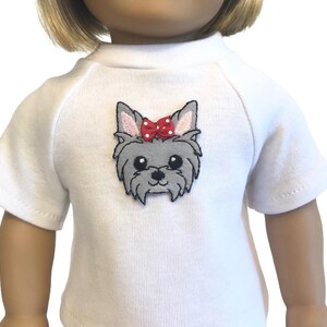 Puppy Dog Shirt for American Girl and 18-inch Dolls – Red or White Knit Doll Terrier Dog Top - Doll Puppy Dog Shirt - Doll Terrier Shirt image 1