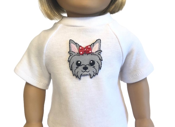 Puppy Dog Shirt for American Girl and 18-inch Dolls –  Red or White Knit Doll Terrier Dog Top - Doll Puppy Dog Shirt - Doll Terrier Shirt