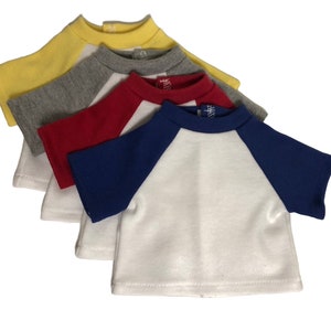 Raglan Baseball T-shirts for American Girl Doll & 18-inch Dolls - Choose 4 Colors! Pink, Royal, Gray, Yellow - Doll Baseball Shirt Knit Top bild 1