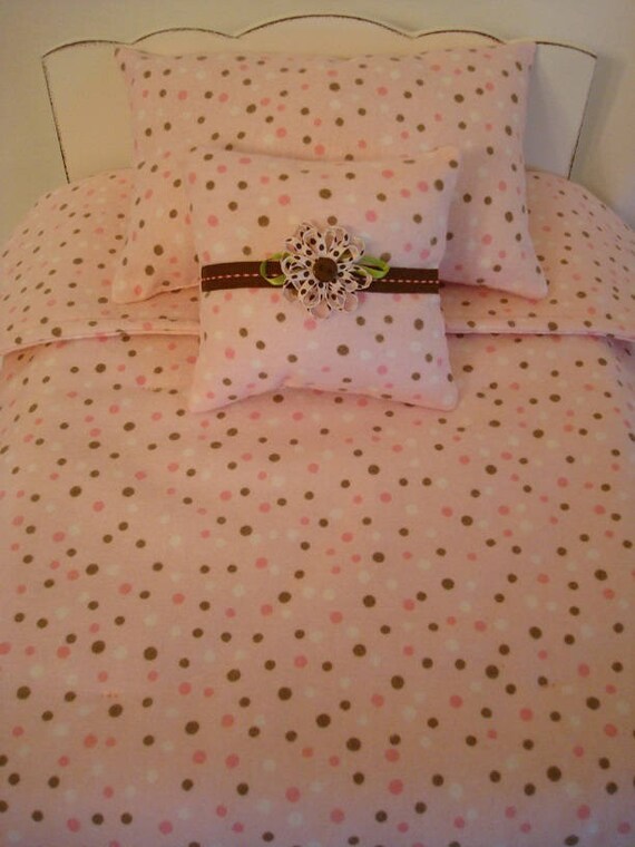 Pink Polka Dot 3 Piece Bedding Set For American Girl Doll And Etsy