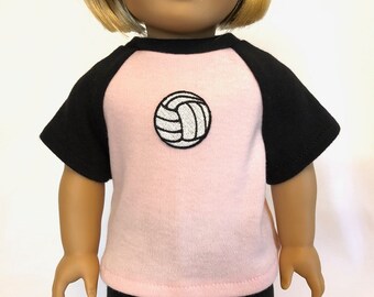 Volleyball Uniform 6 piece Set for American Girl Doll and 18 inch Doll Volleyball Choose Pink White Blue or Red Doll Volleyball Set Etsy
