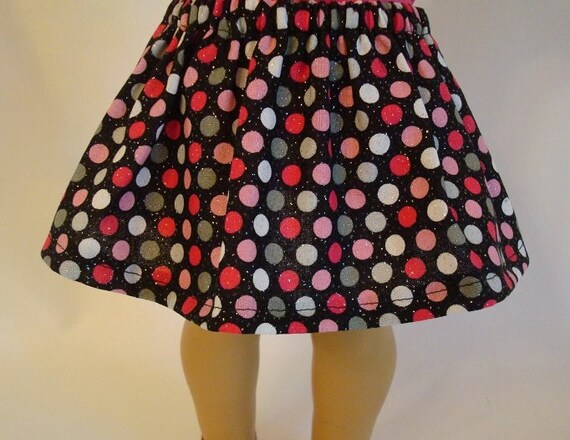 pink and black polka dot skirt