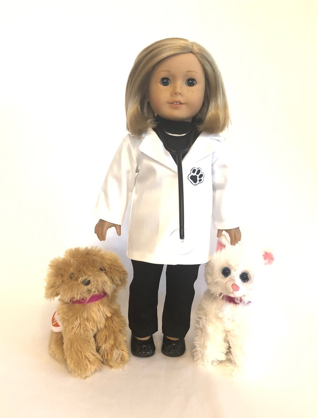 Veterinarian Lab Coat and Stethoscope Set for American Girl Doll and 18