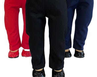 Pantalones negros, caqui, azul marino o rojos para muñecas American Girl y muñecas de 45 cm (18 pulgadas).