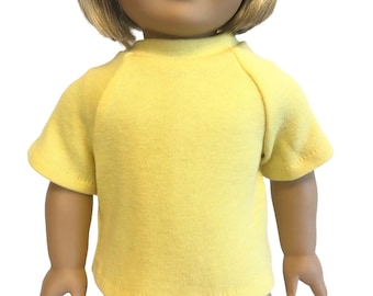 Camisa de punto amarilla para muñeca American Girl de 18 pulgadas - Camisa amarilla para muñeca - Camiseta amarilla para muñeca de 18 pulgadas - Camiseta amarilla con cuello redondo para muñeca