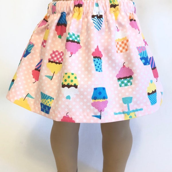 REDUCED! Cupcake Skirt for American Girl Doll & 18-inch Doll Cupcakes Skirt - Doll Pink Cupcake Skirt Doll Polka Dot Skirt Doll Party Skirt