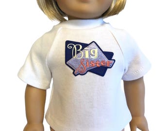 Big Sister T Shirt for American Girl Doll and 18-inch Doll Big Sister Top - Doll Big Sister Shirt