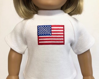 Independence Day Shirt for American Girl Doll and 18-inch Doll July Fourth Top - Doll Fourth of July T Shirt Doll Flag Shirt