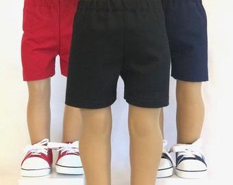 Black, Navy Blue, Khaki or Red Shorts for American Girl Doll & 18-Inch Doll Black Shorts-Doll Navy Shorts Khaki Shorts Doll Navy Blue Shorts