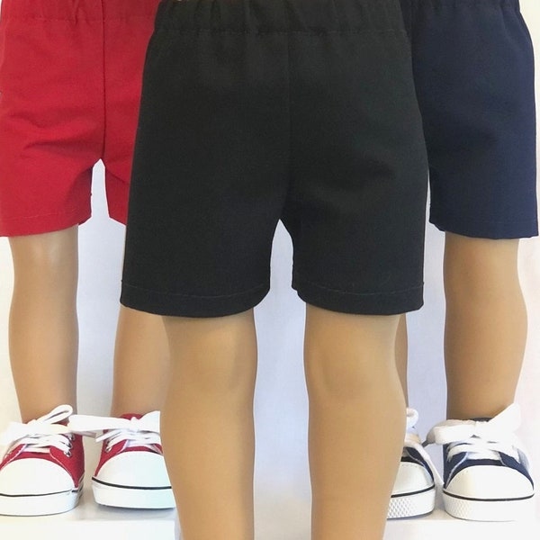 Black, Navy Blue, Khaki or Red Shorts for American Girl Doll & 18-Inch Doll Black Shorts-Doll Navy Shorts Khaki Shorts Doll Navy Blue Shorts