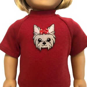 Puppy Dog Shirt for American Girl and 18-inch Dolls – Red or White Knit Doll Terrier Dog Top - Doll Puppy Dog Shirt - Doll Terrier Shirt image 2