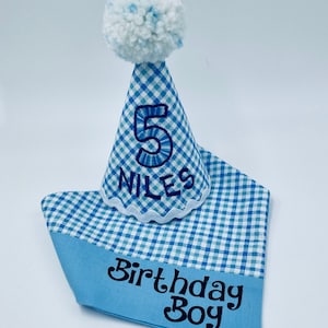 Plaid Dog Birthday Hat & Bandana Set: Personalized Party Accessories