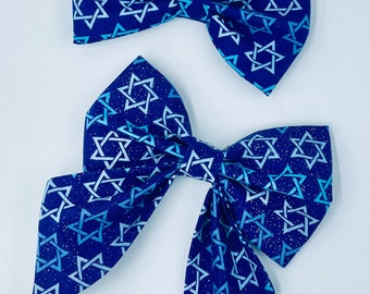 Jewish dog bow tie, Jewish dog sailor bow, Hanukkah dog bow tie, Hanukkah dog sailor bow, Star of David bow/bowtie, matching collar