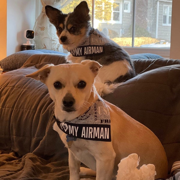 Air Force dog bandana, I love my Airman Dog bandana, military dog kerchief