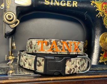 Camo dog collar, Personalized, hunting dog gift
