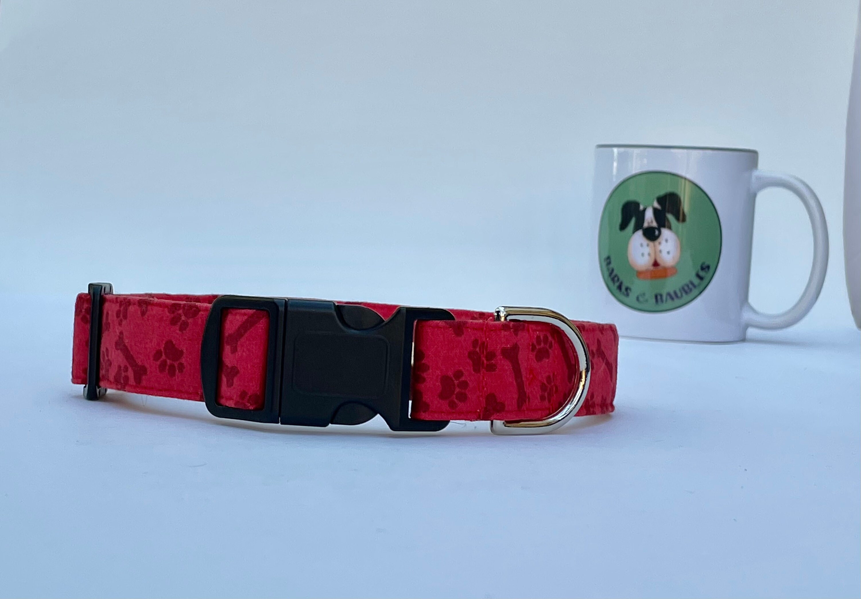 Red paw print collar Personalized dog collar Embroidered dog Etsy