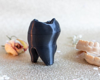 Small Black Tooth box - Tooth Jewellery box - Molar Tooth Box - Dentist Gift -  First Tooth Box -  3D Printed Tooth - Quirky gift