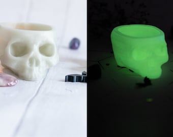 Glow in the Dark Skull Plant Pot - Skull Planter - Human Skull Plant Pot  - Gothic Home - 3D Printed - Spooky - Halloween Decoration