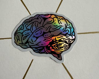 Holographic Brain Anatomy Sticker - Medical X-Ray Vinyl Decal