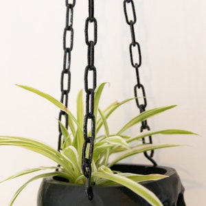 Black Hanging Skull Planter with Chain Human Skull Plant Pot Gothic Home 3D Printed Skull Spooky Skull Halloween Decoration image 3