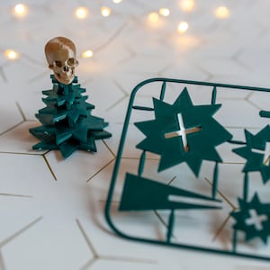 Creepmas Tree Airfix Style with a surprise skull topper 3d Printed perfect Christmas gift for spooky people