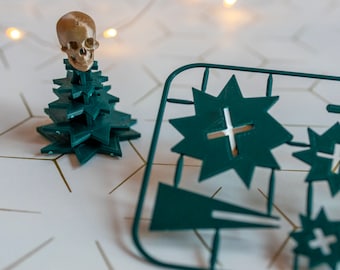 Creepmas Tree Airfix Style with a surprise skull topper 3d Printed perfect Christmas gift for spooky people