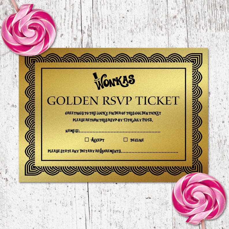 Willy Wonka Personalised Chocolate Bar Wrapper with Golden Ticket Invitation DESIGN FILE ONLY image 5