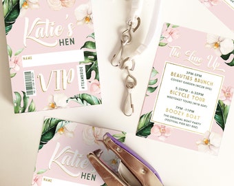 Blush Tropical Hen Do Lanyards - PRINTED AND SUPPLIED - Min order of 15 with lanyards