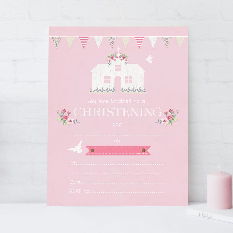 Christening Invitations Pack of 20 Ready to Write Etsy
