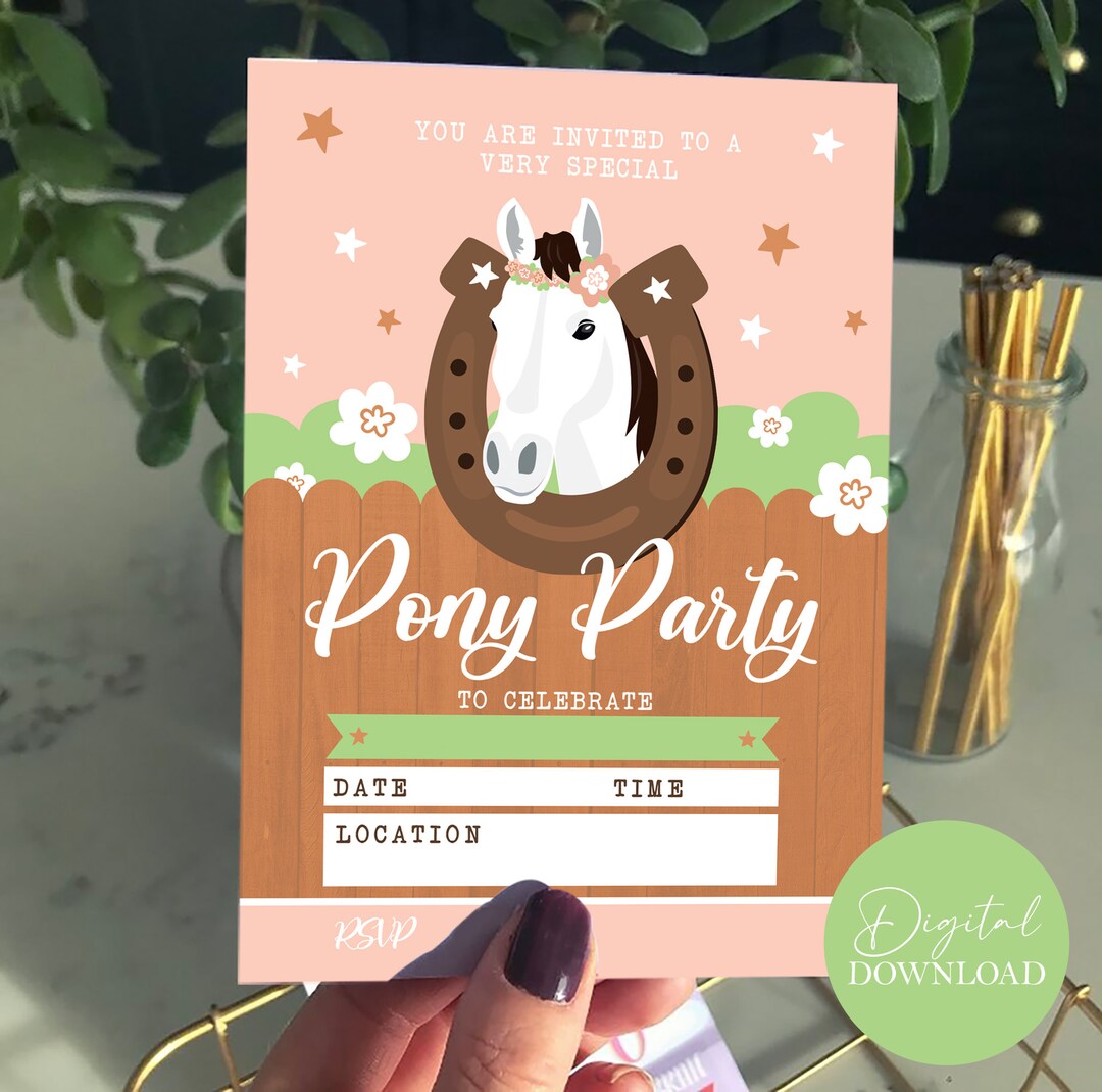 PONY PARTY BIRTHDAY Invite Printable File Pony Birthday Etsy