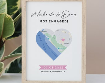 Personalised Engagement Location Print - DIGITAL FILE or PRINT - Engagement Gift / Engagement Print / Engagement Present