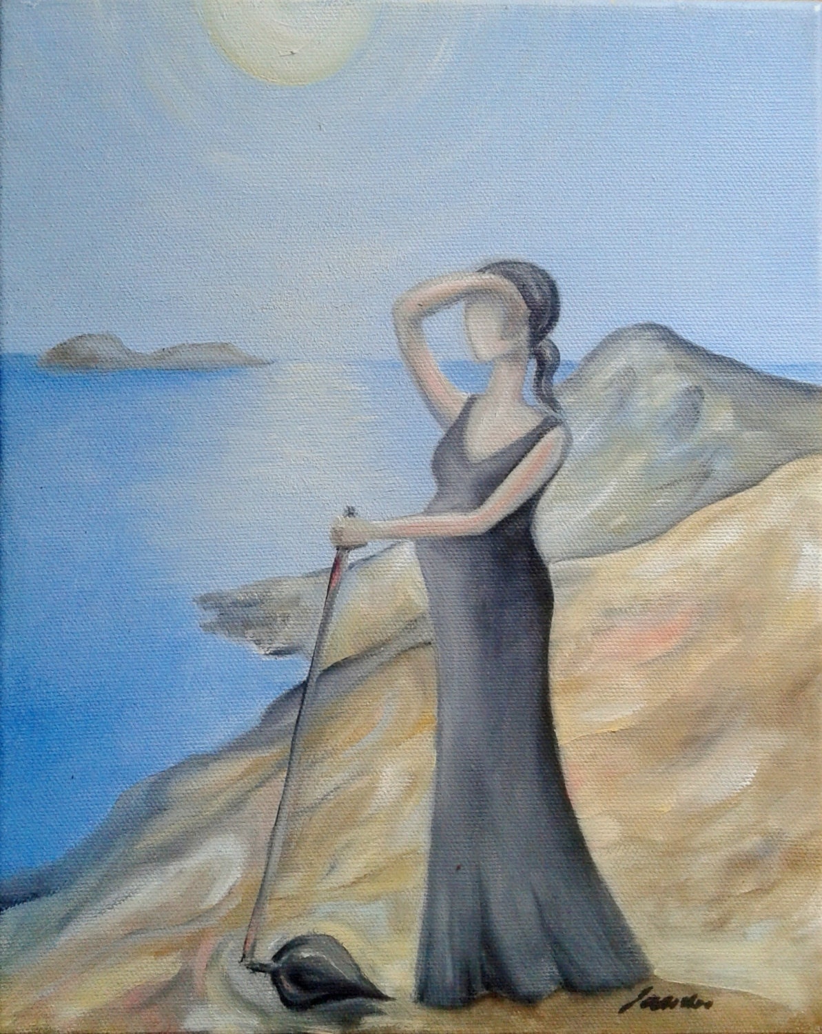 Pregnant woman oil painting wine yard on Island Hvar Etsy