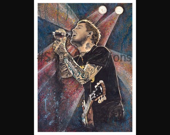 Brian Fallon från The Gaslight Anthem #2/ Digital nedladdning av originalmålning av kellyB/ Penna och bläck, akvarell