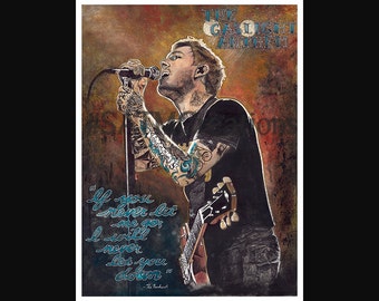 Brian Fallon från The Gaslight Anthem #1/ Digital nedladdning av originalmålning av kellyB/ Penna och bläck, akvarell