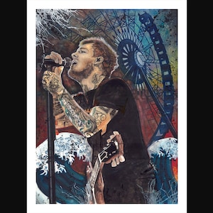 Brian Fallon of The Gaslight Anthem #3/ Digital Download of Original Painting by kellyB/ Pen and Ink, Watercolor