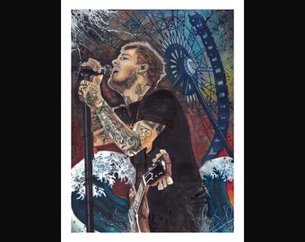 Brian Fallon från The Gaslight Anthem #3 / Digital nedladdning av originalmålning av kellyB / Penna och bläck, akvarell