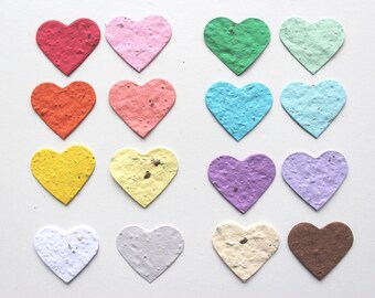 Seed Paper Hearts 1.75 x 1.5 Wildflower set of 50 Pink Lotka Recycled Fibers