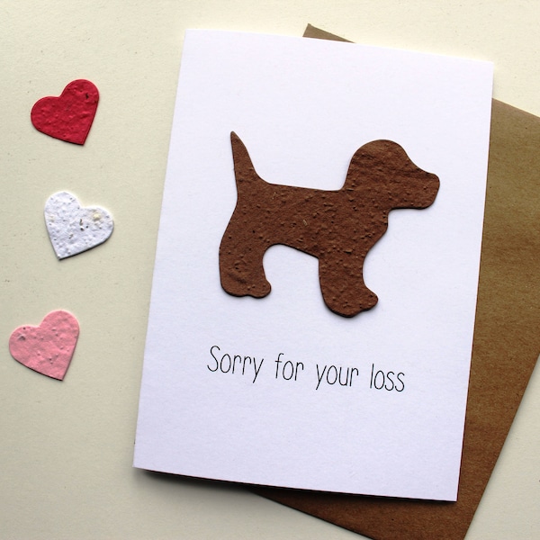 Sorry for your loss- (choose cat, dog, paw print seed paper shape) - 16 seed paper colors- pet sympathy, rainbow bridge, loss of a pet